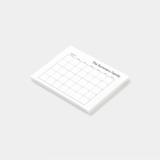 計画カレ空白のンダー月のファパーソナライズされたミリ ポストイット (アングル)