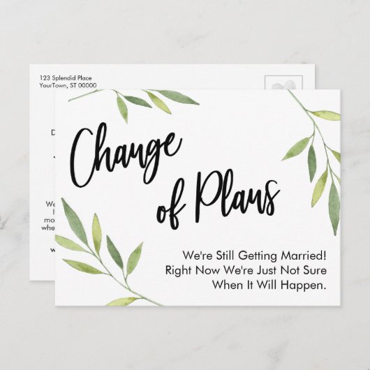 計画シンプルの温暖化が延期さ結婚れた ポストカード (正面/裏面)