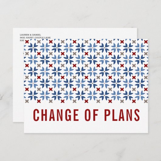 計画スペインのの海軍と赤のタイルの変更結婚 案内ポストカード (正面/裏面)