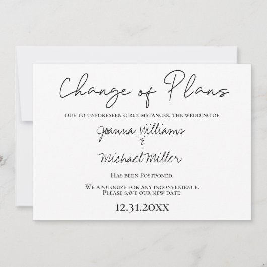 計画モダンの変更新規日付を保存結婚する 招待状 (正面)