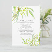 計画ユーカリ葉の水色の変結婚更 招待状 (スタンド正面)