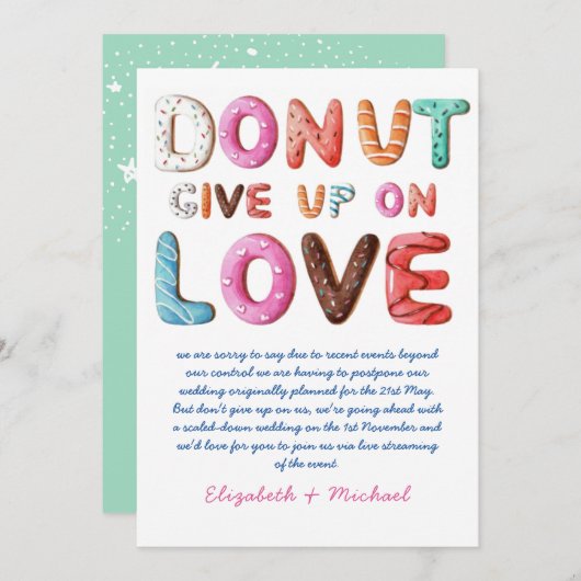 計画与えの変更に対するドーナツ日付カード 招待状 (正面/裏面)