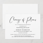 計画変更のお知らせ延期中止 黒白 案内状 (正面/裏面)