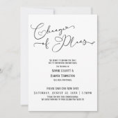 計画変更のお知らせ シンプルでエレガントな新しい結婚式の日程 招待状 (正面)