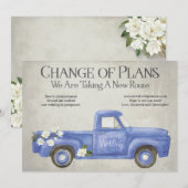 計画変更のお知らせ　延期 ヴィンテージ ブルートラック 案内状 (正面/裏面)