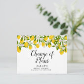 計画変更のお詫び　延期　レモンのブライダルシャワー 案内ポストカード (スタンド正面)