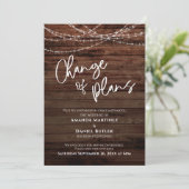 計画変更延期のカード結婚の木材 招待状 (スタンド正面)