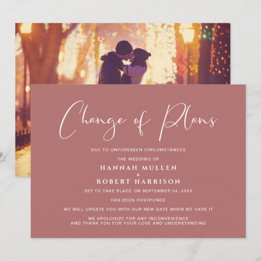 計画変更延期写真マルサラ 案内状 (正面/裏面)