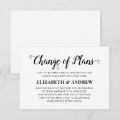 計画変更延期結婚式モダンスクリプト 案内状 (正面/裏面)