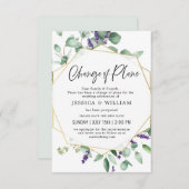 計画変更延期 ユーカリ ラベンダー 招待状 (正面/裏面)