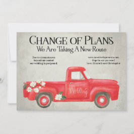 計画変更延期 レッドトラック ウェディング 案内状