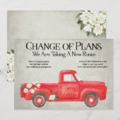 計画変更延期 赤いトラックの結婚式 案内状 (正面/裏面)