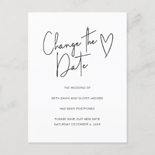 計画変更日の変更のシンプル招待状 案内ポストカード