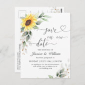 計画変更 エレガントなひまわり 花のウェディング ポストカード (正面/裏面)