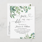 計画変更 エレガント ユーカリ ウェディング ポストカード (正面/裏面)