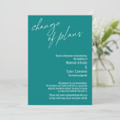 計画変更 ティール色 結婚式延期カード 招待状 (スタンド正面)