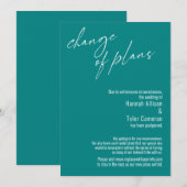 計画変更 ティール色 結婚式延期カード 招待状 (正面/裏面)