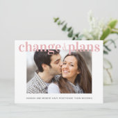 計画変更 フォト ピンク 結婚延期のお知らせ 案内状 (スタンド正面)