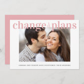 計画変更 フォト ピンク 結婚延期のお知らせ 案内状 (正面/裏面)