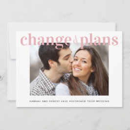計画変更 フォト ピンク 結婚延期のお知らせ 案内状