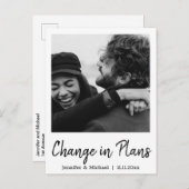 計画変更, モダンな手書きフォント, 結婚式 案内ポストカード (正面/裏面)