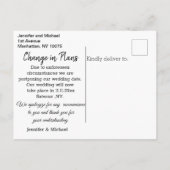 計画変更, モダンな手書きフォント, 結婚式 案内ポストカード (裏面)