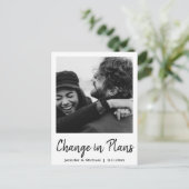 計画変更, モダンな手書きフォント, 結婚式 案内ポストカード (スタンド正面)
