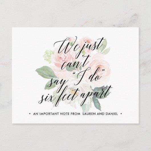 計画変更 延期 中止 フラワーのウェディング 案内ポストカード (正面)