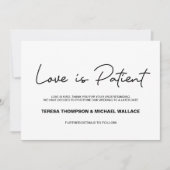 計画変更 愛は忍耐強い 結婚式延期のお知らせ 招待状 (正面)