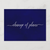 計画変更 結婚延期 シンプル ネイビーブルー 案内ポストカード (正面)