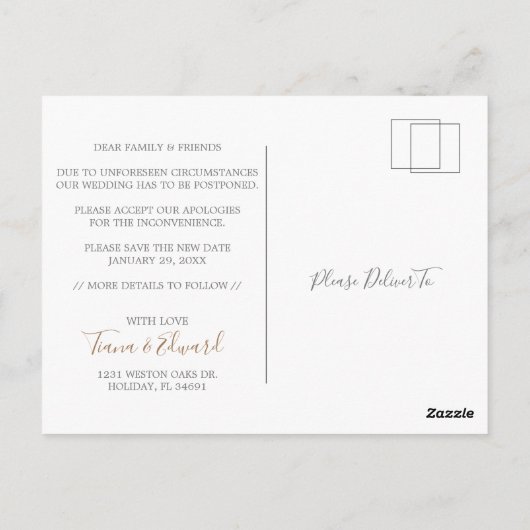 計画変更 結婚延期 ポストカード (裏面)