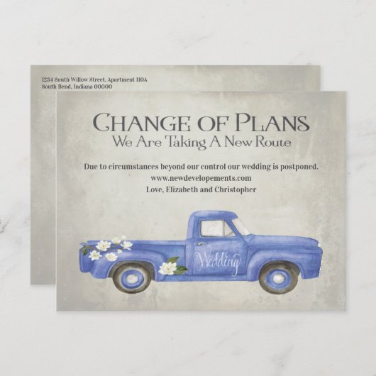 計画結婚の変更はブルートラックを延期した ポストカード (正面/裏面)