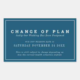 計画結婚の変更は新しい日付を青色に延期した 長方形シール