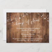 計画結婚の変更を延期する木材と照明 招待状 (正面)