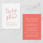 計画結婚の変更サンゴの白いキャンセル ノートカード (正面/裏面)