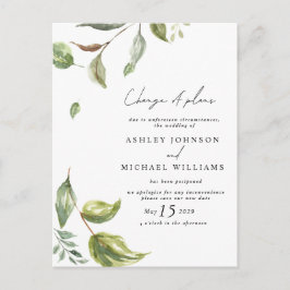 計画結婚の日付の変更水の色スクリプト 案内ポストカード