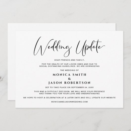 計画結婚の更新頻度の小さエレガントさ 案内状 (正面/裏面)