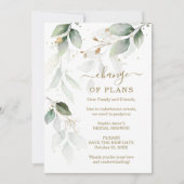 計画葉の変更ブライダルシャワー延期 招待状 (正面)
