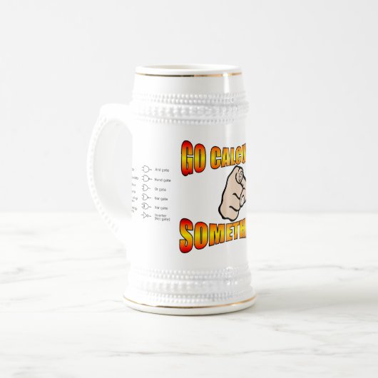 計算します何かをマグは行きます ビールジョッキ (正面左)