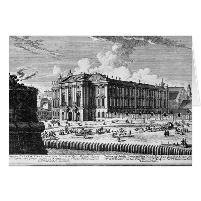 計算のために造られるTrautson宮殿の眺め (正面横)