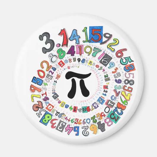 計算カラフルされた円周率の値 マグネット (正面)