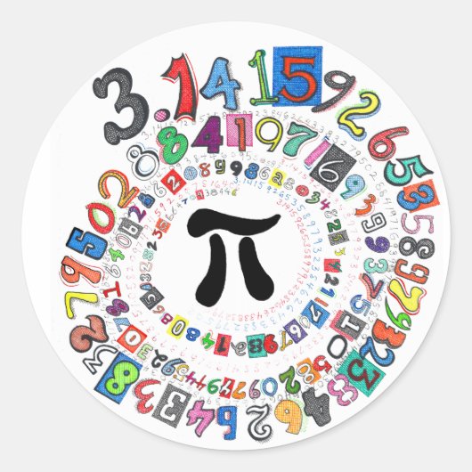 計算カラフルされた円周率の値 ラウンドシール (正面)