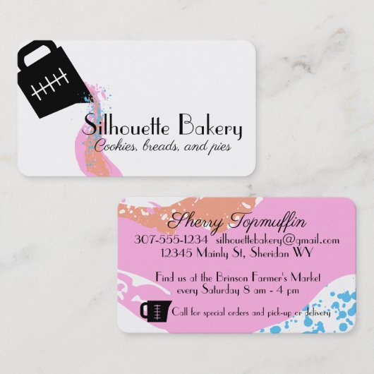 計量カップスプラッシュベーカリーベーキングパティシエ 名刺 (正面/裏面)