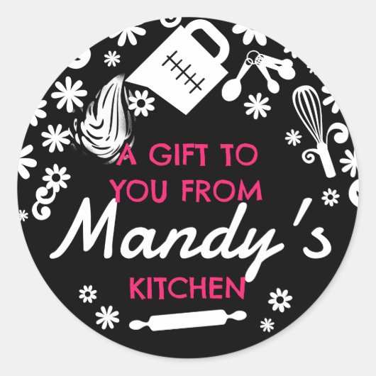 計量カップスプラッシュベーキングベーカリーのパティシエ ラウンドシール (正面)