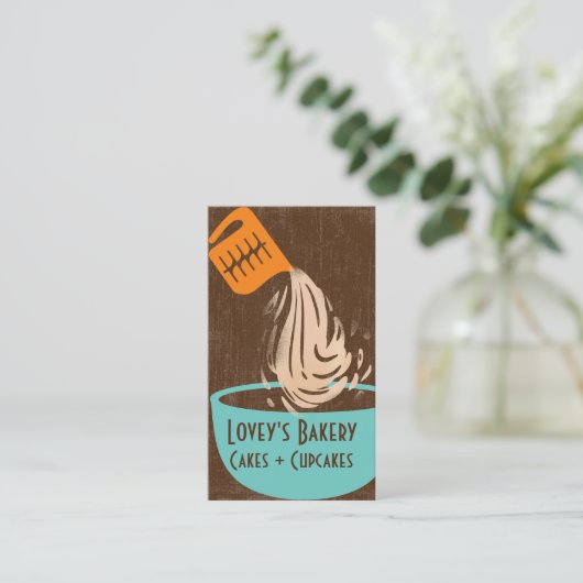 計量カップ注ぎの跳ね上がりベーキング 名刺 (スタンド正面)