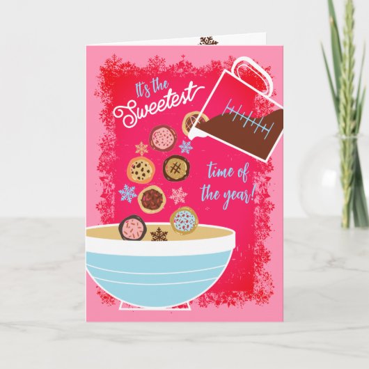 計量カップ注ぎクリスマスクッキーベーキング シーズンカード (正面)