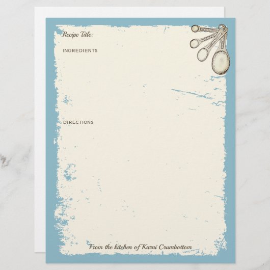 計量スプーンベーキングベーカリーパーソナライズされたレシピ (正面/裏面)