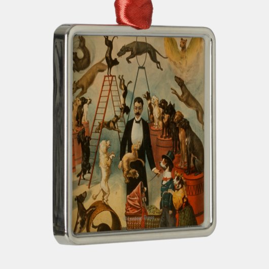 訓練された犬の行為の演劇ポスター メタルオーナメント (右)