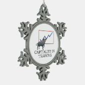 訓練のティーの資本家 スノーフレークピューターオーナメント (左)