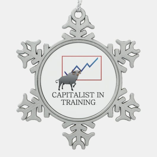訓練のティーの資本家 スノーフレークピューターオーナメント (正面)